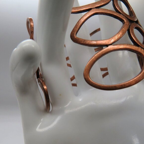 Brutalist Bracelet Copper Tone Geometric Links Statement Cuff - Picture 6 of 10